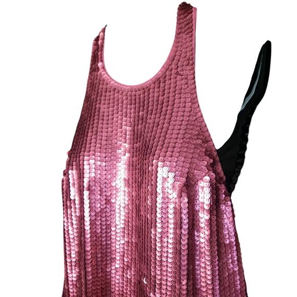 Elegant express Pink Sequin Halter Dress - Picture 3 of 10